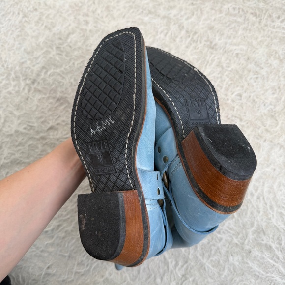 Super Rare Frye Sky-Blue Floral Cut Out Harness Boots – Size 7.5 - Picture 7 of 7